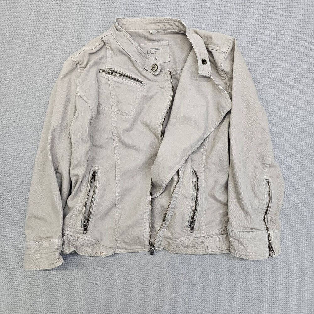 Ann Taylor LOFT Khaki Cotton Moto Jacket Size8